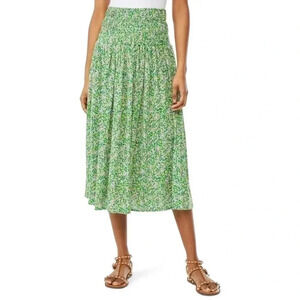 Scoop XS green floral midi skirt NWT